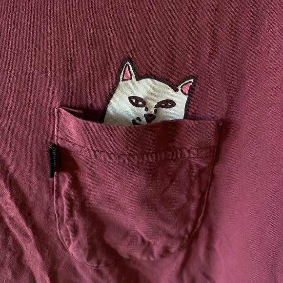 Rip n Dip T Shirt Mens Medium Pink Short Sleeve Pocket Cat Streetwear - Picture 2 of 4